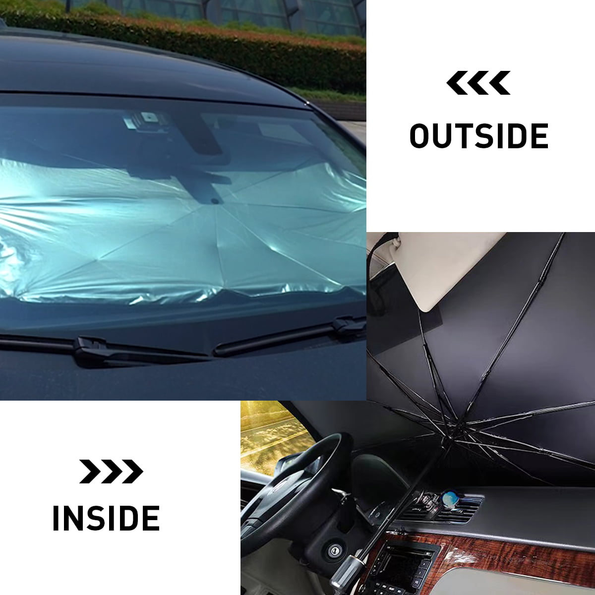 Versatile Home Times Windshield Sun Shade,Summer Foldable Umbrella Car Sun Shade Cover for Car Front Window (Heat Insulation Protection),Trucks/Cars/Auto Windshield Covers  (57*31'',Large,Silver)