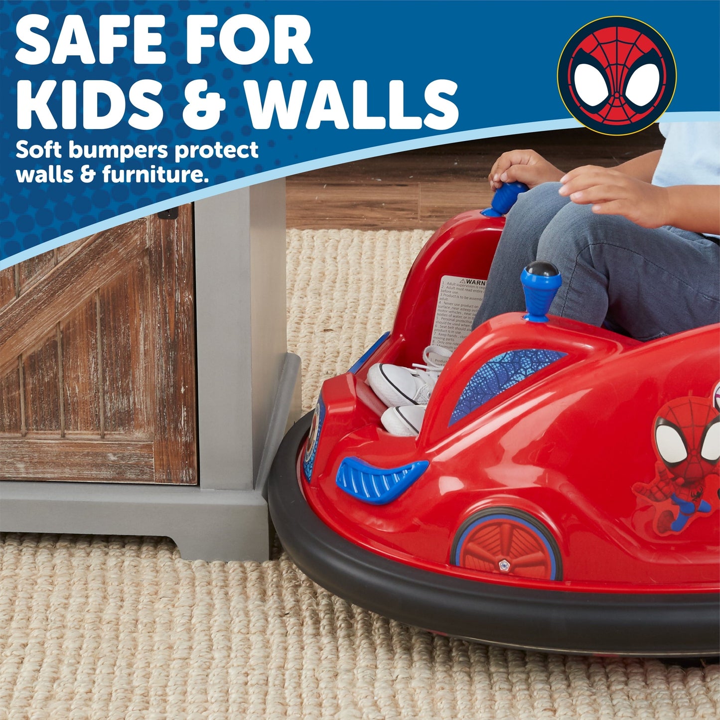 Versatile Marvel's Spidey and His Amazing Friends 6V Bumper Car, Battery Powered Ride On for Children by Flybar, Ages 1.5+, 66lbs