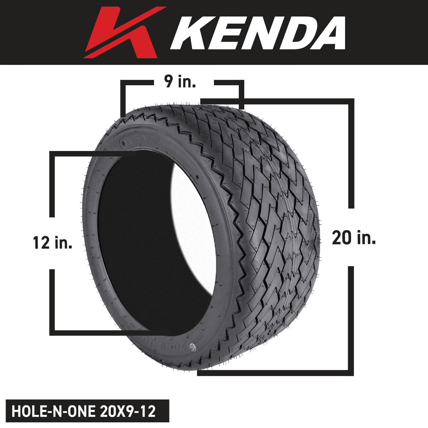 Classic Kenda 235S2066 20x9-12 Hole-N-1 6 Ply Tubeless Golf Cart Turf Tires 2 Pack