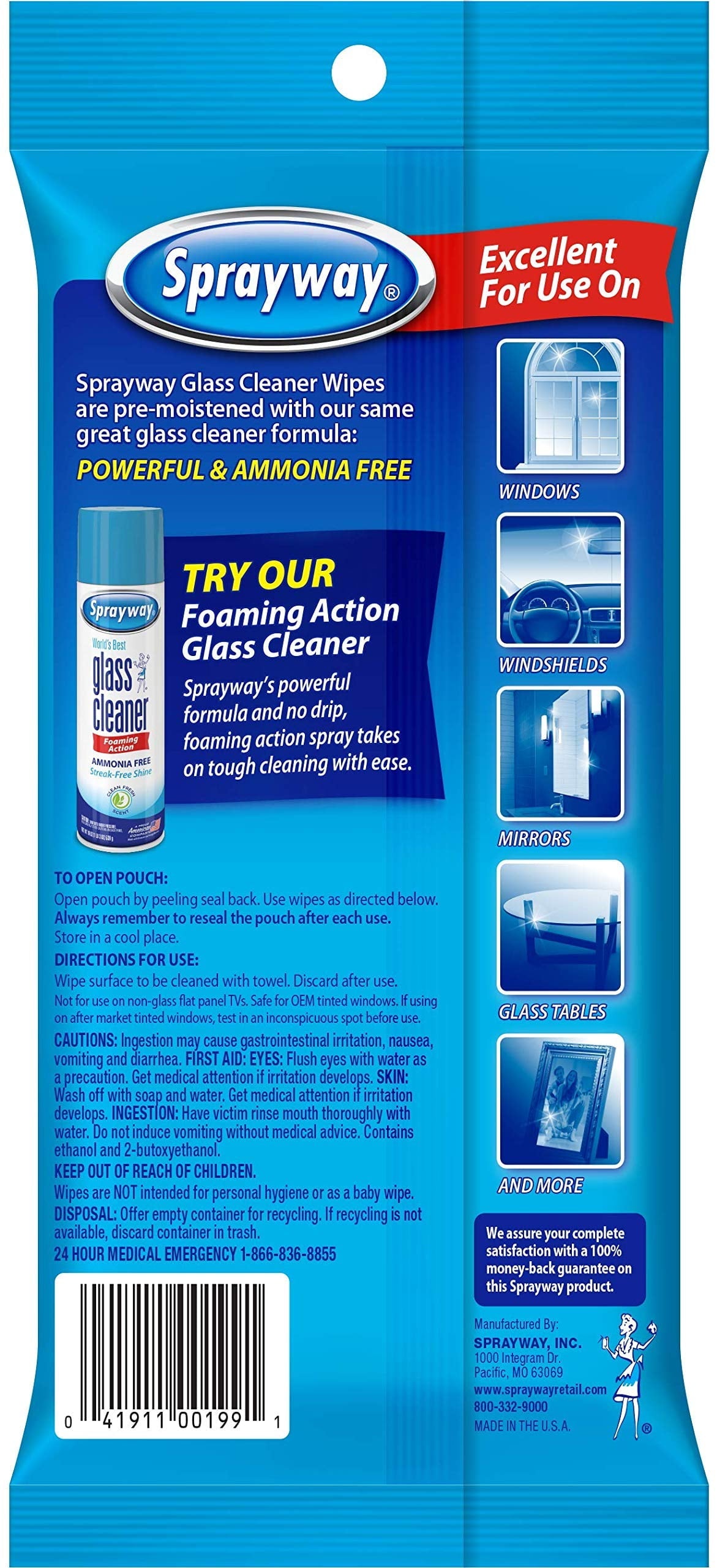 Classic Sprayway Glass  Cleaner Wipes 20/pack