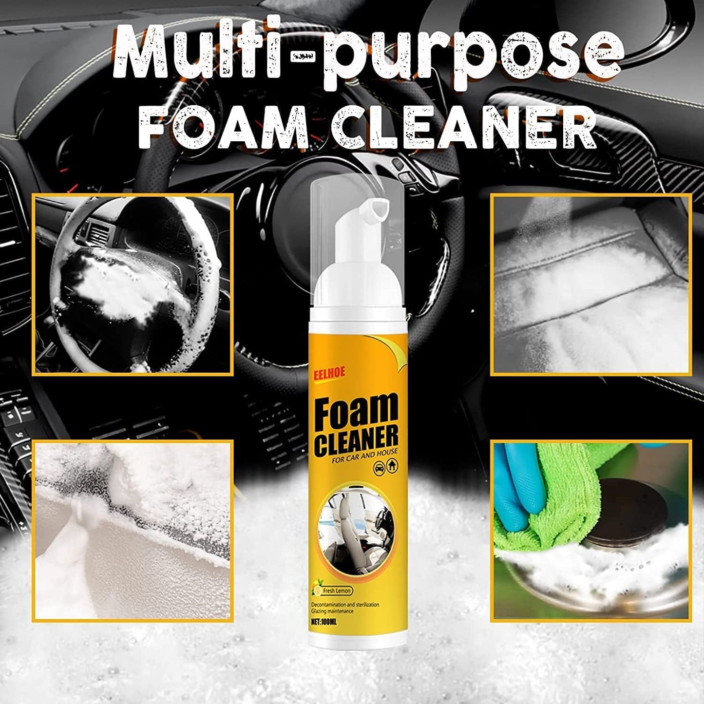 Versatile Car Magic Foam Cleaner, Foam Cleaner for Car, Foam Cleaner All Purpose, Neat Freakz Multi-Purpose Foam Cleaner, Powerful Stain Removal Kit (100ml, 3pcs)