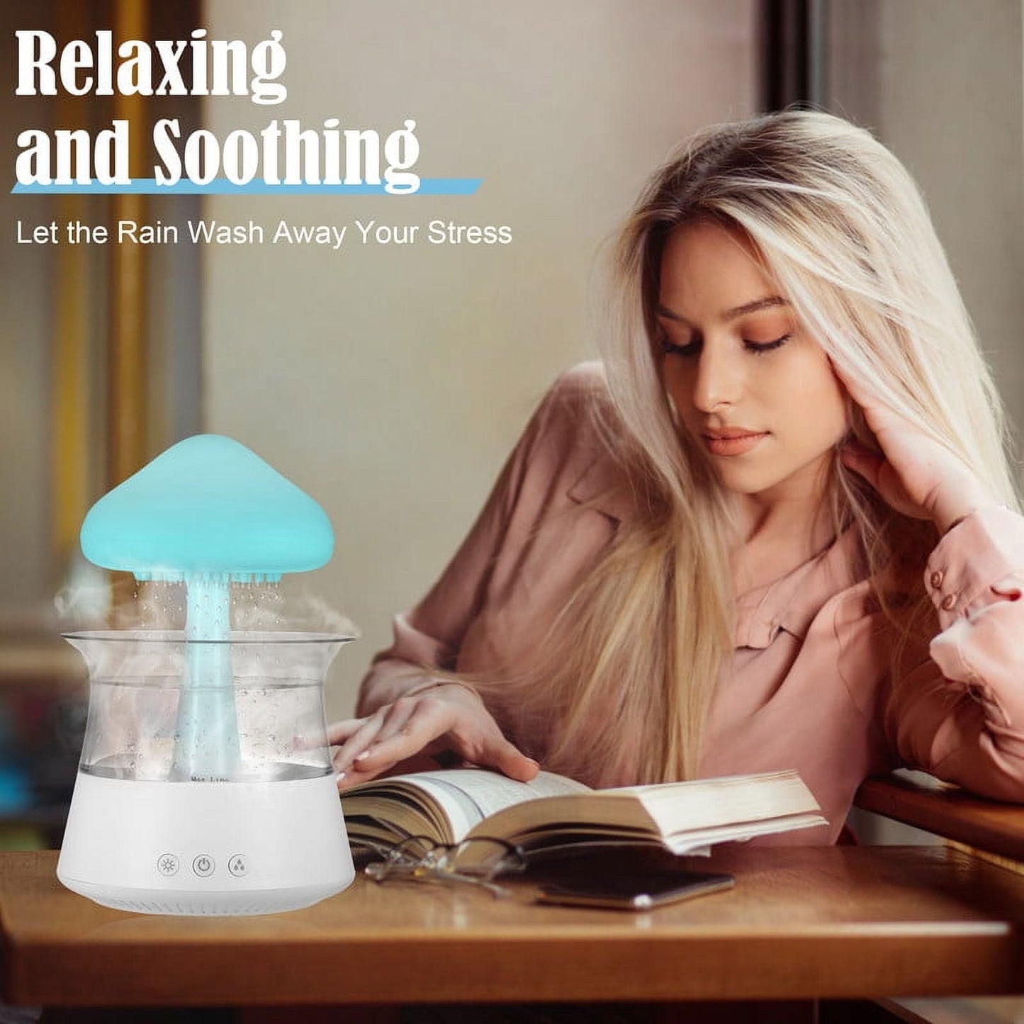 Versatile Moyic Waterfall Humidifier Water Dripï¼ Rain Cloud Diffuser with 7 Colors LED Lightsï¼ Cloud Humidifier Rain Drop for Sleeping