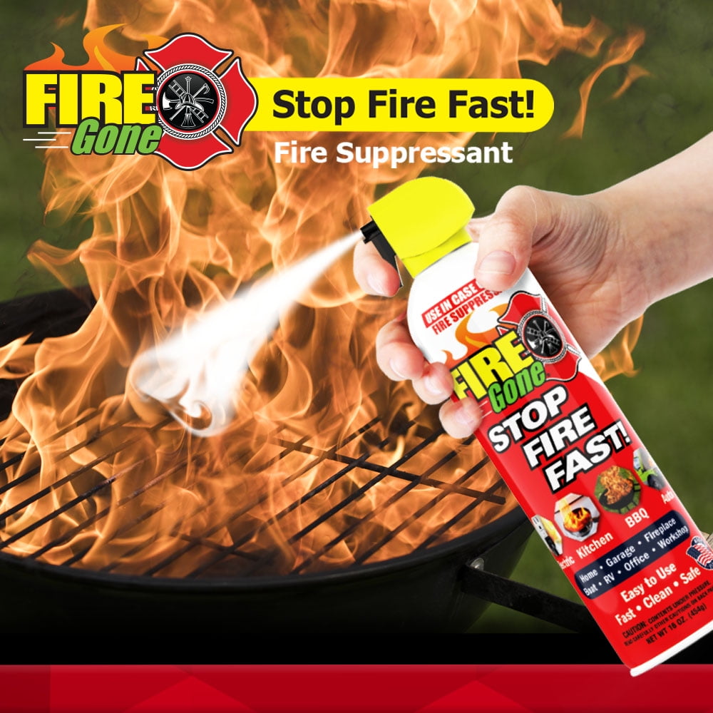 Versatile Fire Gone 16 oz Fire Extinguishing  Water Based Aerosol Suppressant  (Pk of 1) Class A, B, C Fires.