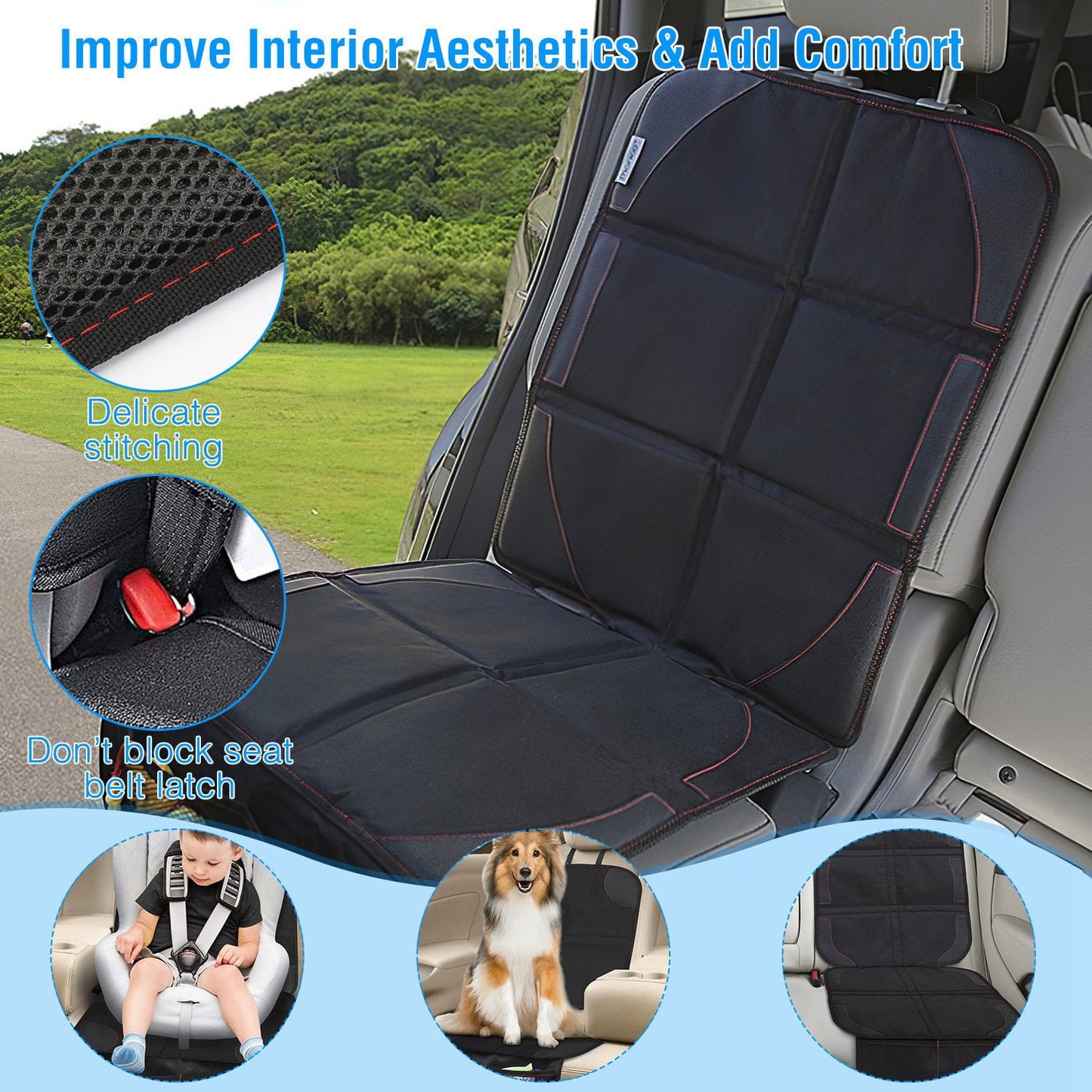 Versatile iMountek 2 Packs Protector with Thick Padding Protector Car Seat Car Seat Pad Car Seat Cushion