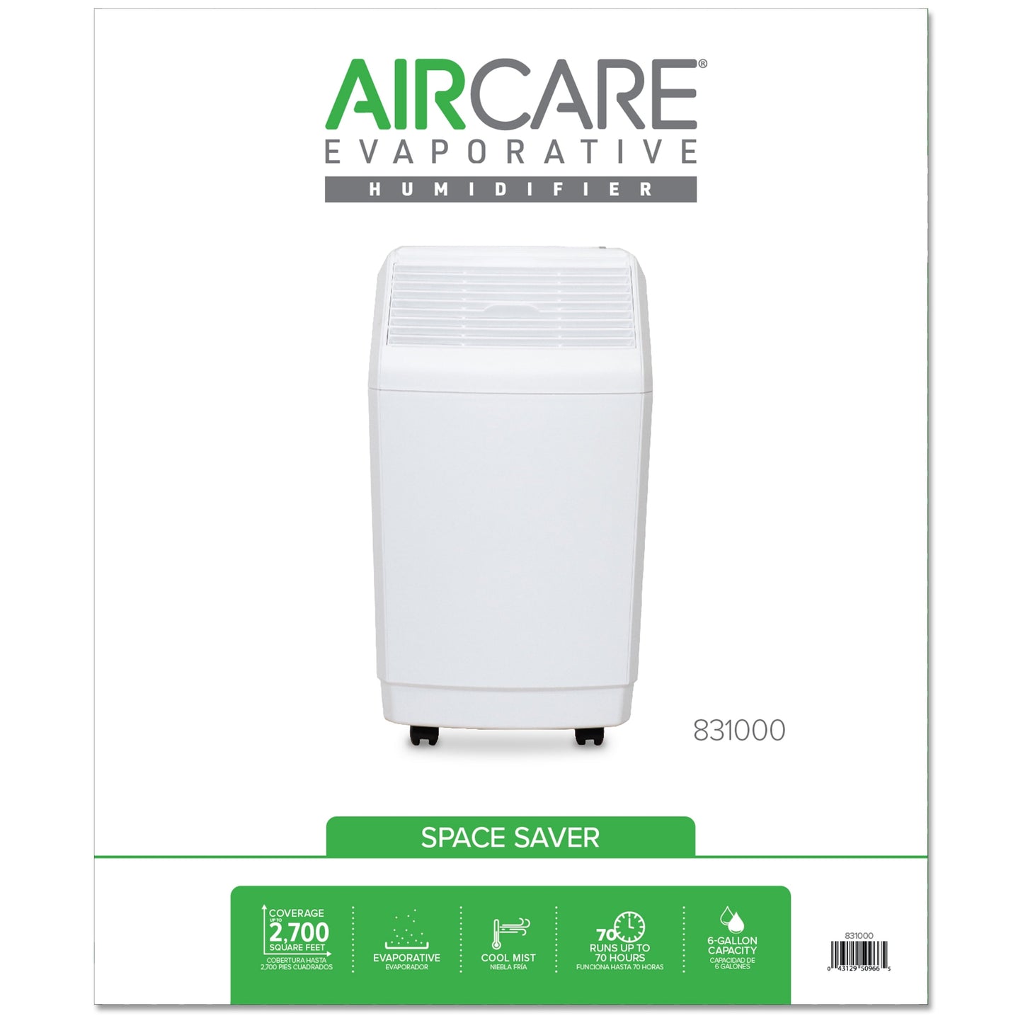 Classic AIRCARE 831000 Space-Saver, White Whole House Evaporative Humidifier 2700 sq. ft