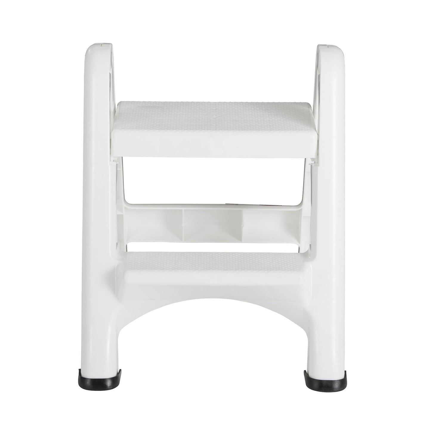 Versatile Rubbermaid EZ Two Step Durable Folding Plastic Ladder Step Stool, White (2 Pack)