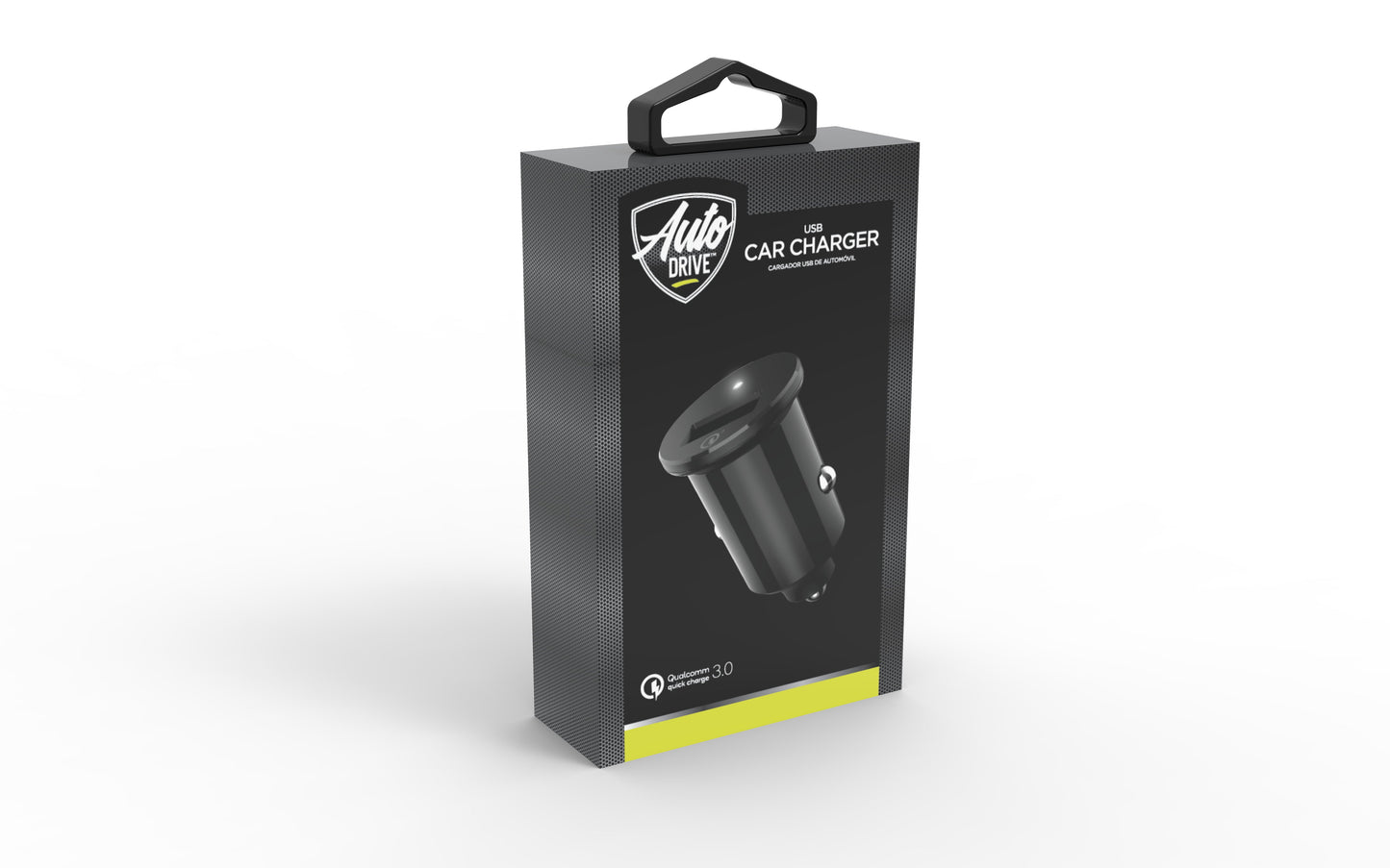 Versatile Auto Drive Black Quick Charge 3.0 USB Car Charger for Smartphones, Tablets and More