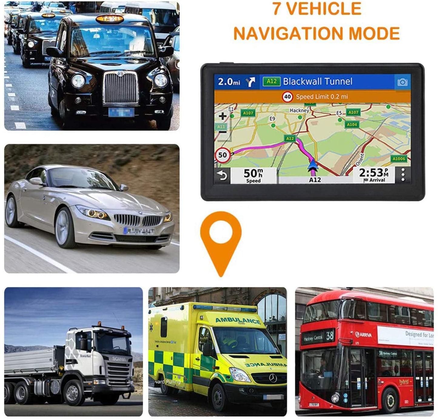 Versatile GPS Navigation for Car Truck GPS,7 Inch Touchscreen Car GPS Navigator 8GB 256M with Voice Guidance Spoken Turn Direction Reminding GPS for Car,Lifetime Free Map Update