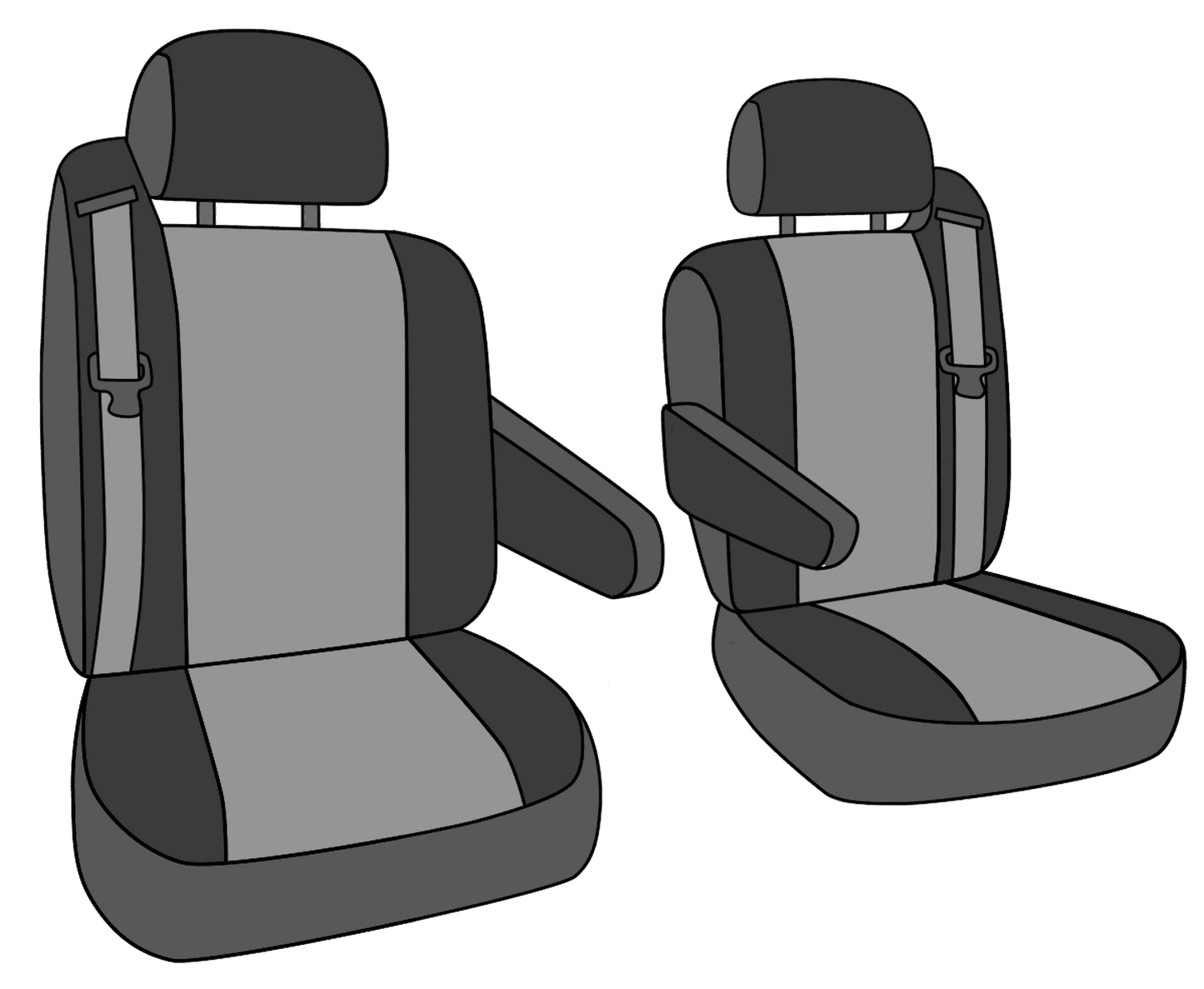 Versatile CalTrend Front Buckets Tweed Seat Covers for 1999-2002 Chevy/GMC Silverado|Sierra 1500-3500 - CV401-04TT Blue Insert with Black Trim