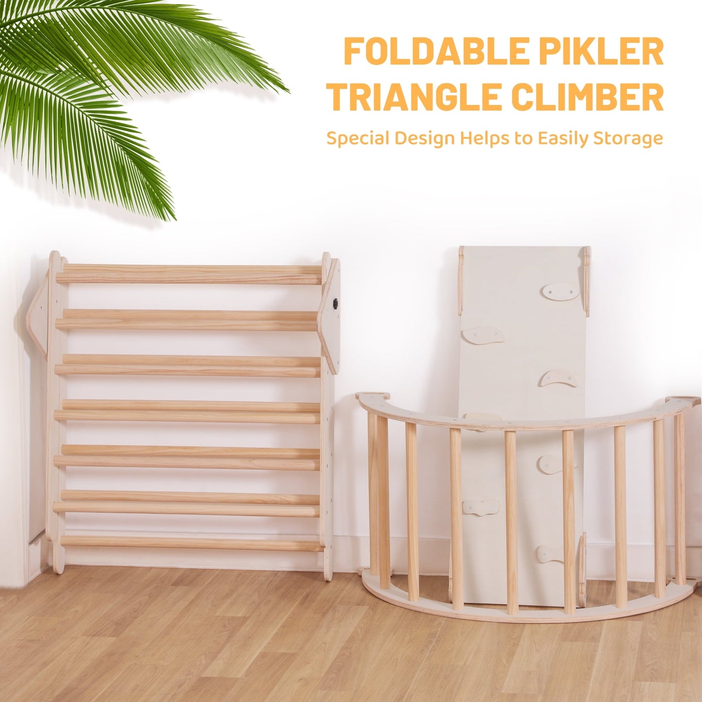 Classic 4-in-1 Wooden Pikler Climbing Triangle Foldable Pikler Triangle Ladder with Rock Climbing Ramp and Pikler Arch,Montessori Climber Ladder Slide,Climbing Toys for Toddlers 18m-6yrs