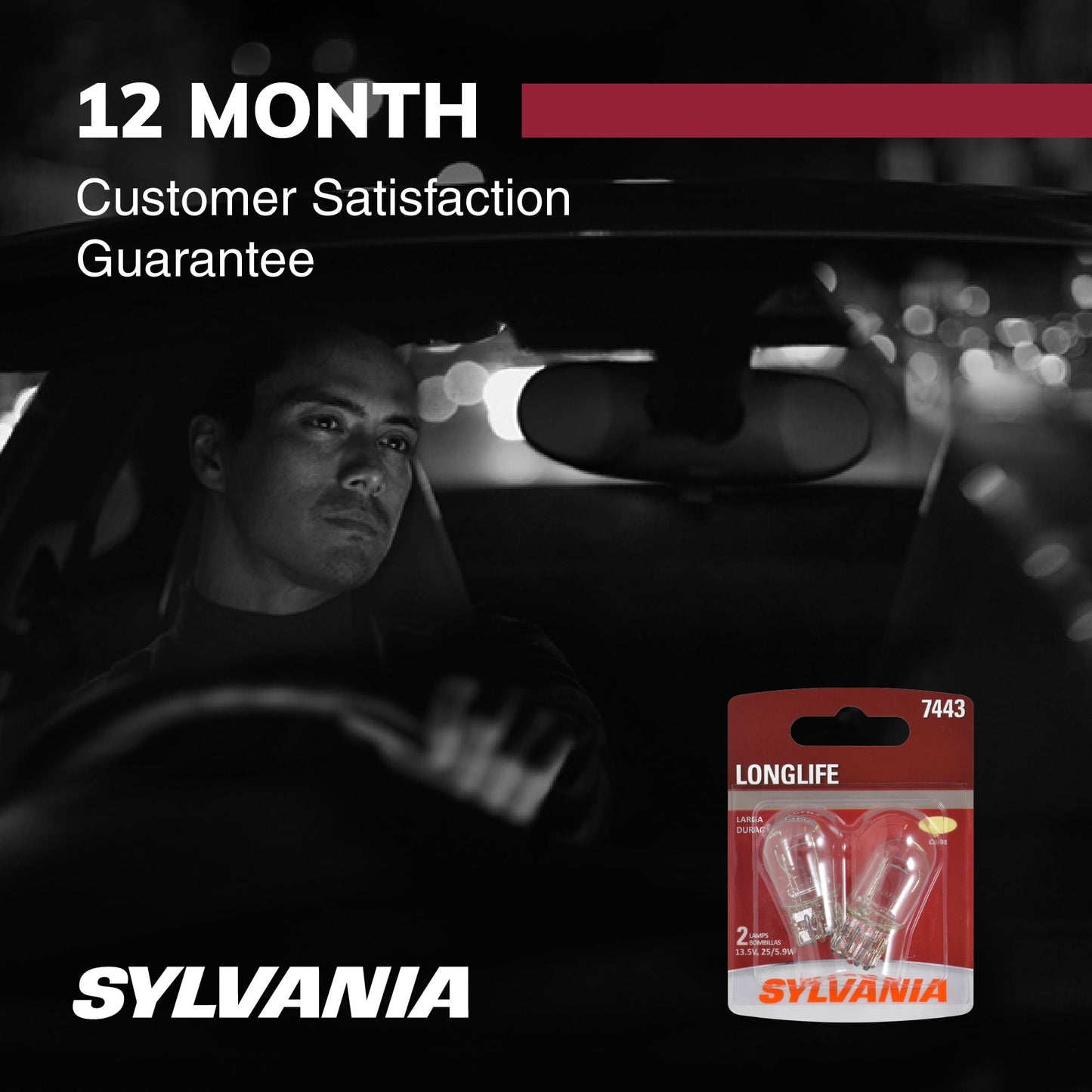 Versatile Sylvania 7443 Long Life Automotive Mini Bulb, Pack of 2.