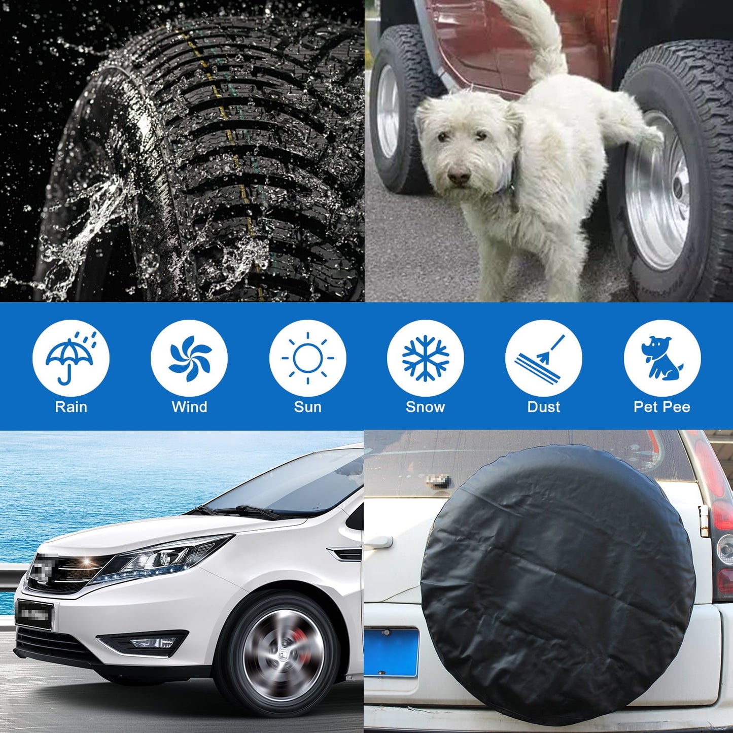 Classic 4pcs Wheel Tire Covers, EEEkit Waterproof Motorhome Wheel Covers for 30- 32inch Tire Diameters, UV Coating Tire Protectors Fit for RVs, Trailers, Campers, Cars, and Trucks