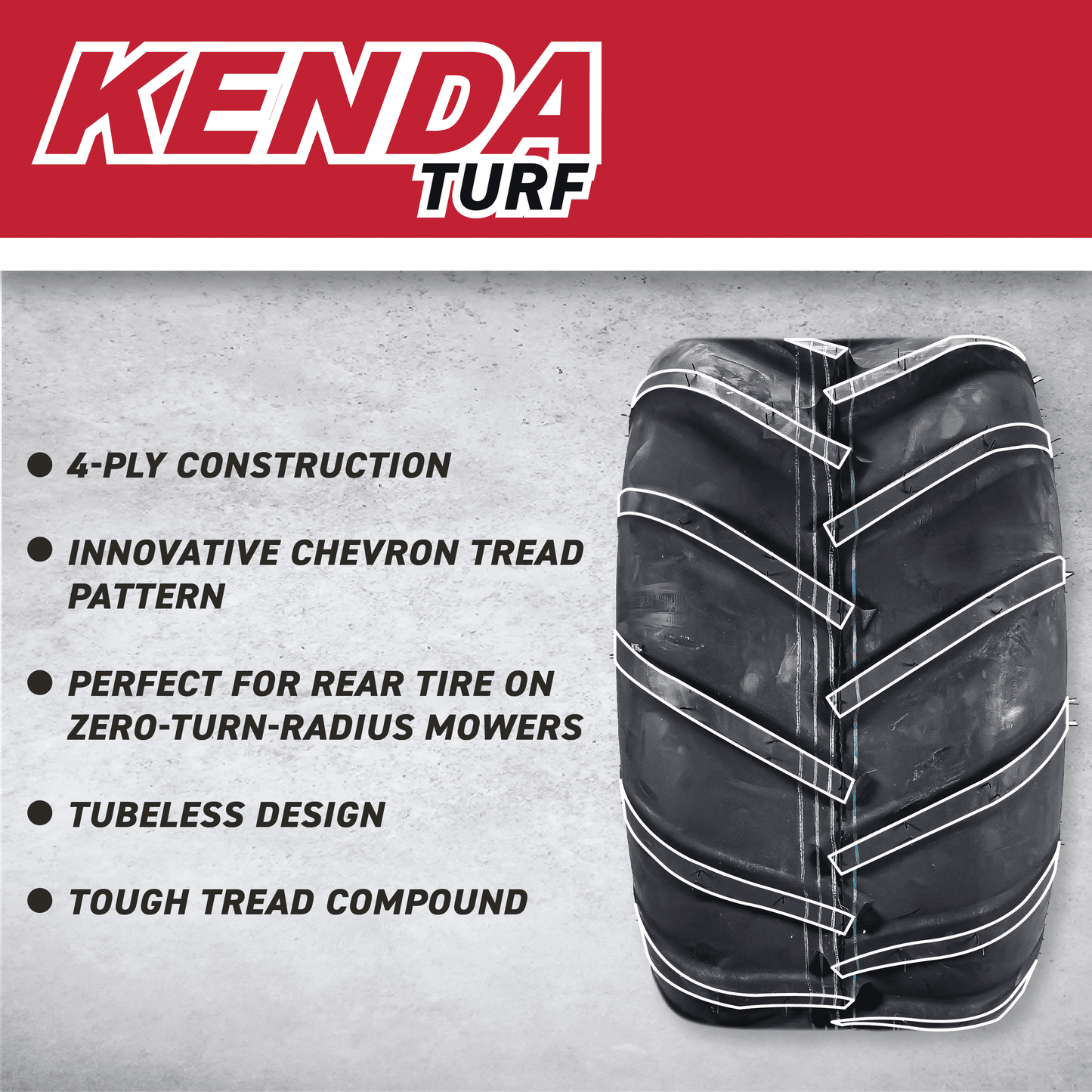 Versatile Kenda 235Q2076 20x10-10 Hole-N-1 6 Ply Tubeless Golf Cart Turf Tires 4 Pack