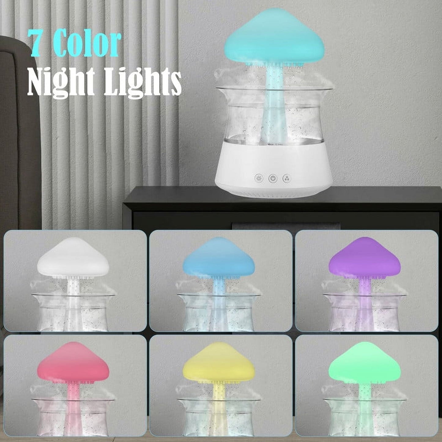 Versatile Moyic Waterfall Humidifier Water Dripï¼ Rain Cloud Diffuser with 7 Colors LED Lightsï¼ Cloud Humidifier Rain Drop for Sleeping