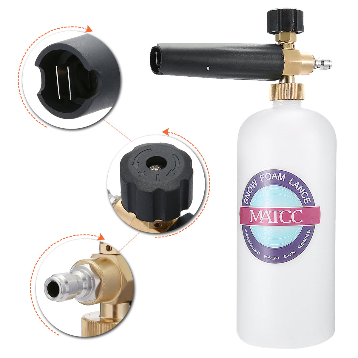 Classic MATCC Adjustable Car Foam Cannon I, Snow Foam Lance Fit 1/4" Quick Connector Wash Gun for Pressure Washer Jet Car Cleaning (0.26gal)