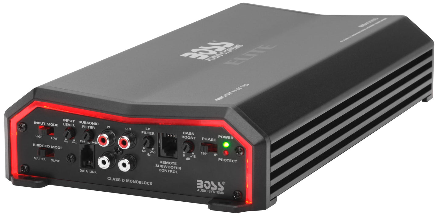 Classic BOSS Audio Systems BE4000D Elite Series Car Audio Amplifier - 4000 High Output, Class D, Monoblock, 1/8 Ohm, High/Low Level Inputs, Low Pass Crossover, Hook Up To Stereo and Subwoofer