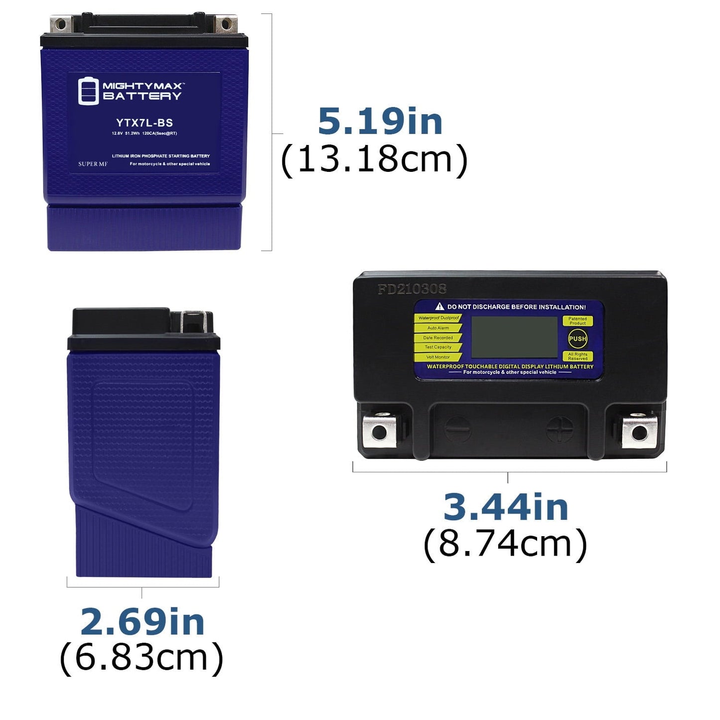 Versatile YTX7L-BS Lithium Battery Replacement for SealedAGM Motorcycle Battery