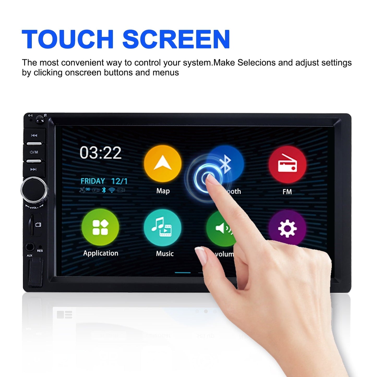 Classic Car Stereo Touch Screen,7" Double Din Radio,Car Stereo with Bluetooth FM AUX USB SD Mirror Link Function,Backup Camera