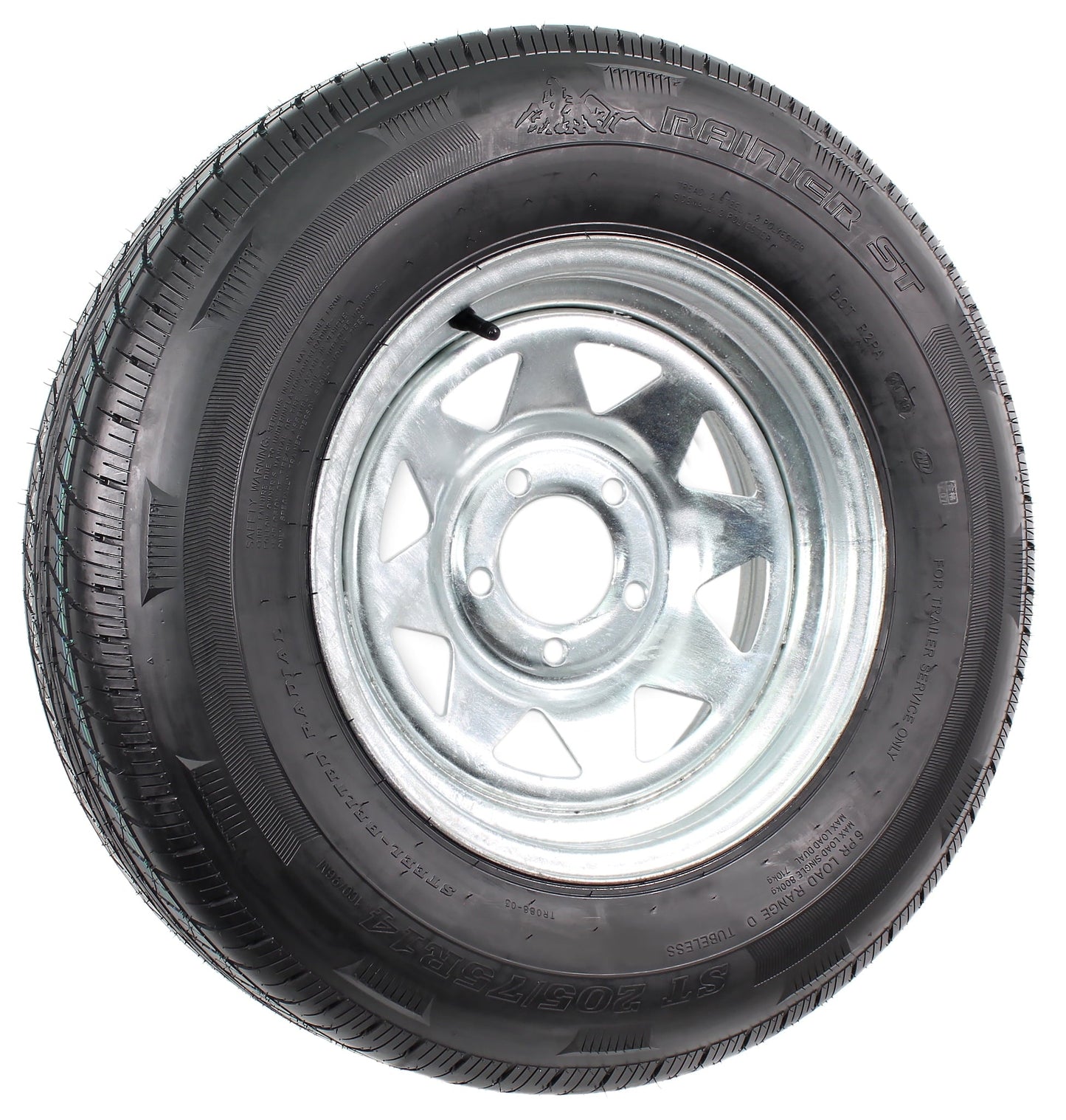 Classic Radial Trailer Tire On Rim ST205/75R14 LRD 14" 5 Lug Spoke Galvanized Wheel