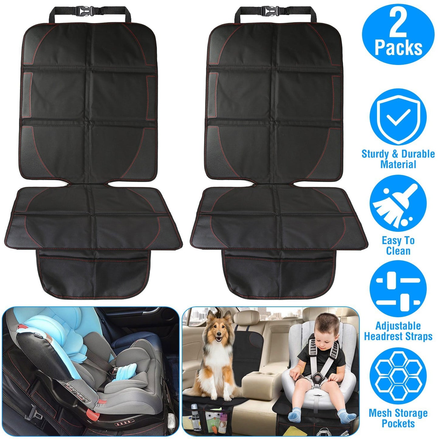 Versatile iMountek 2 Packs Protector with Thick Padding Protector Car Seat Car Seat Pad Car Seat Cushion