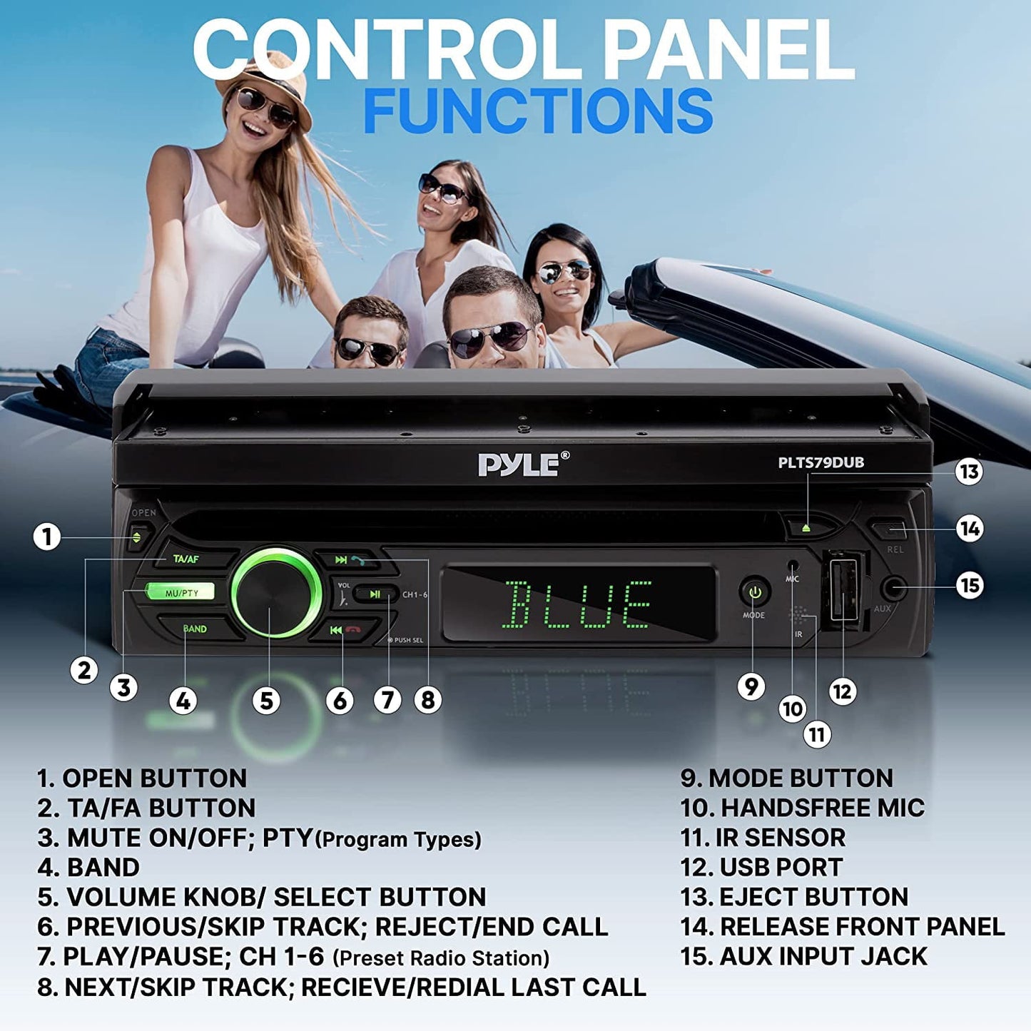 Versatile Pyle Car Stereo Video Receiver - Multimedia Disc Player, Motorized Fold-Out 7â Touchscreen Display