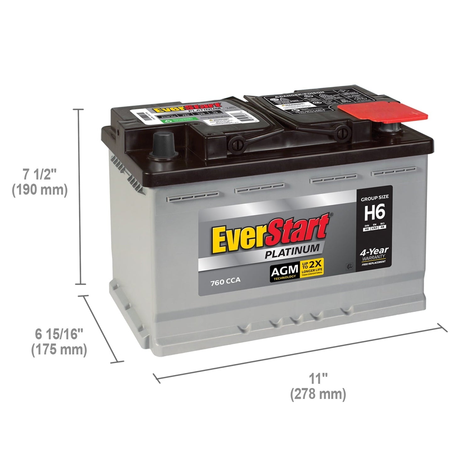 Classic EverStart Platinum BOXED AGM Automotive Battery, Group Size H6 12 Volt, 760 CCA