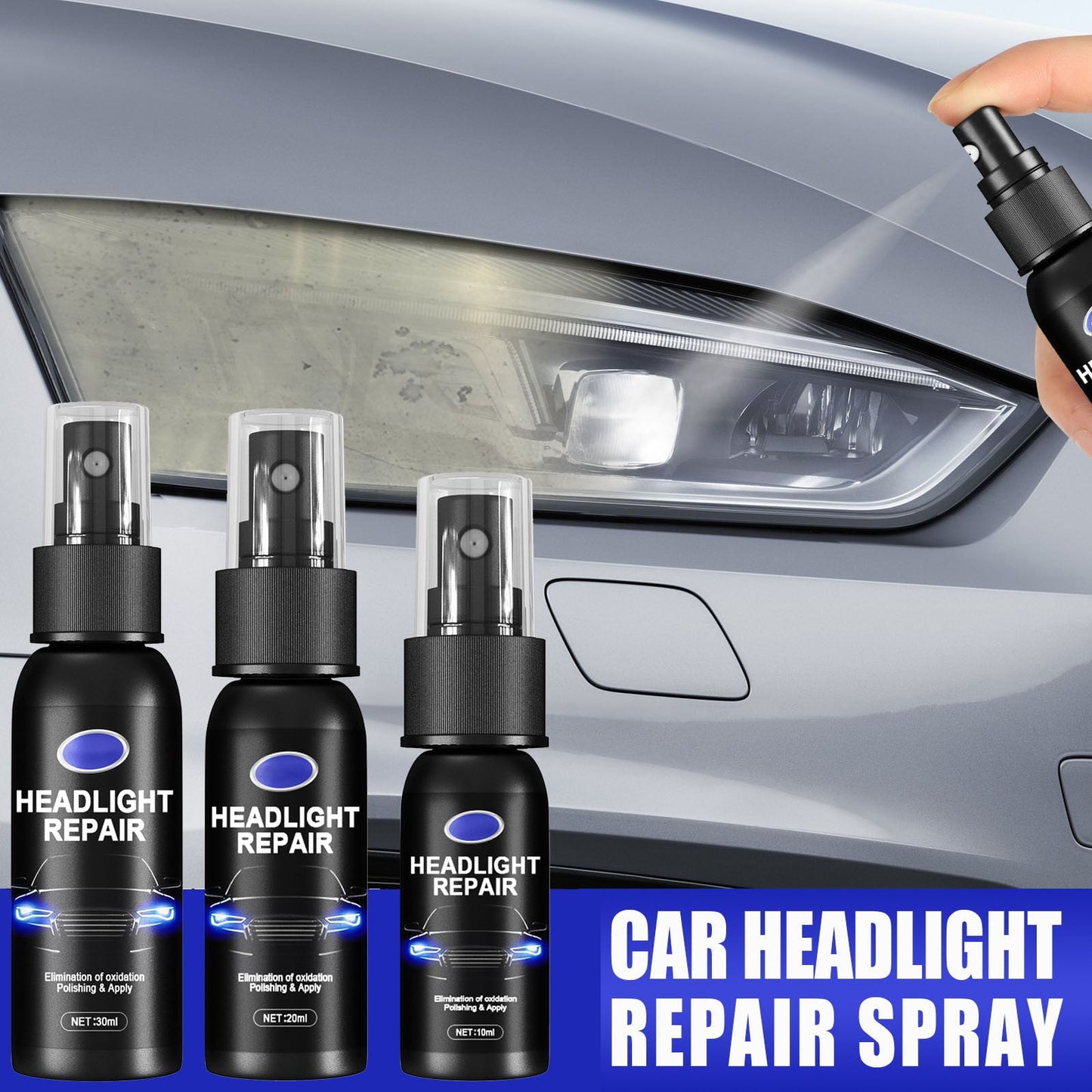 Versatile CLZOUD Car Care Repair 1 Bottle of Headlight Spray Car Headlight Scratch Agent Polishing Lampshade Headlight Kit Liquid Polish Renewals 30ml