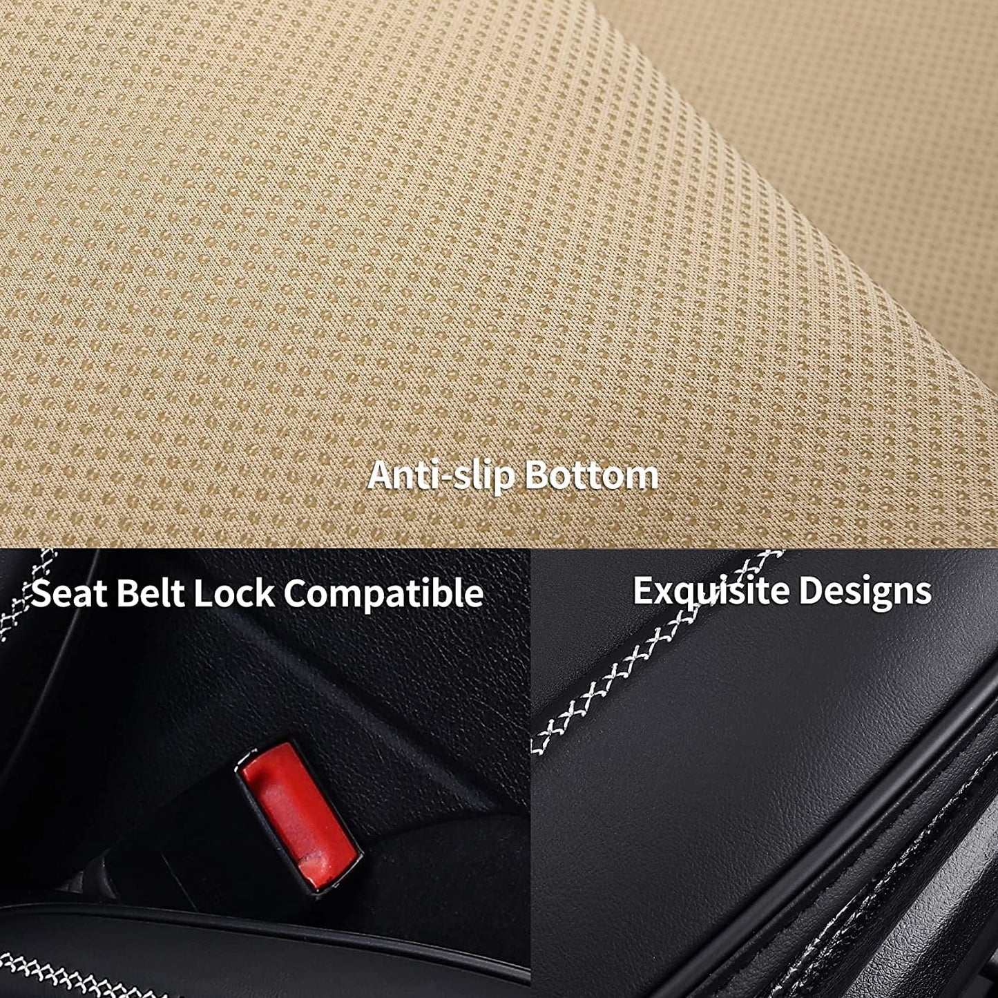 Classic Coverado Front Seat Covers, Waterproof Leatheratte Car Seat Protector 2 Pieces, Protective Seat Cushions Universal Fit Most Vehicles, Sedans, SUVs, Trucks and Vans, Line Pattern