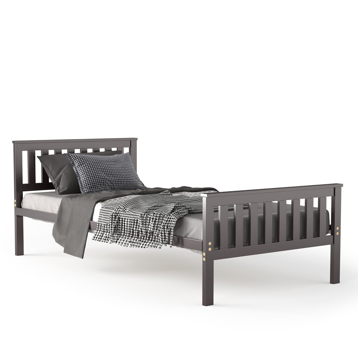 Versatile Costway Twin Wood Platform Bed with Headboard and Footboard Mattress Foundation