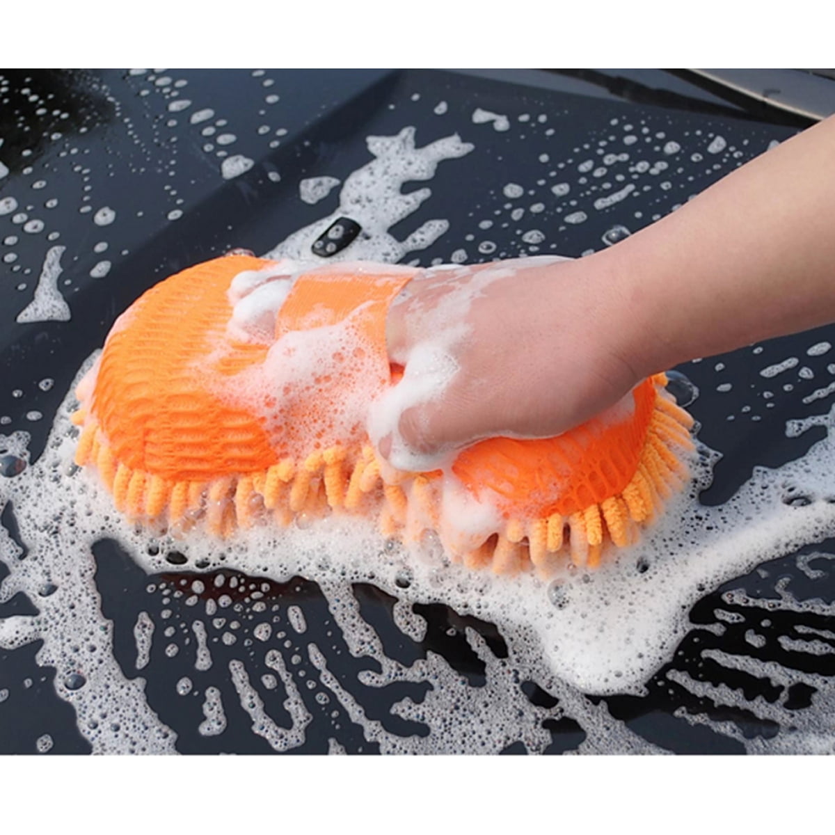 Classic AUTOOL Car Wash Chenille Microfiber, Firwood Scratch Free Car Wash Sponge Highly Absorbent with Handle Strap