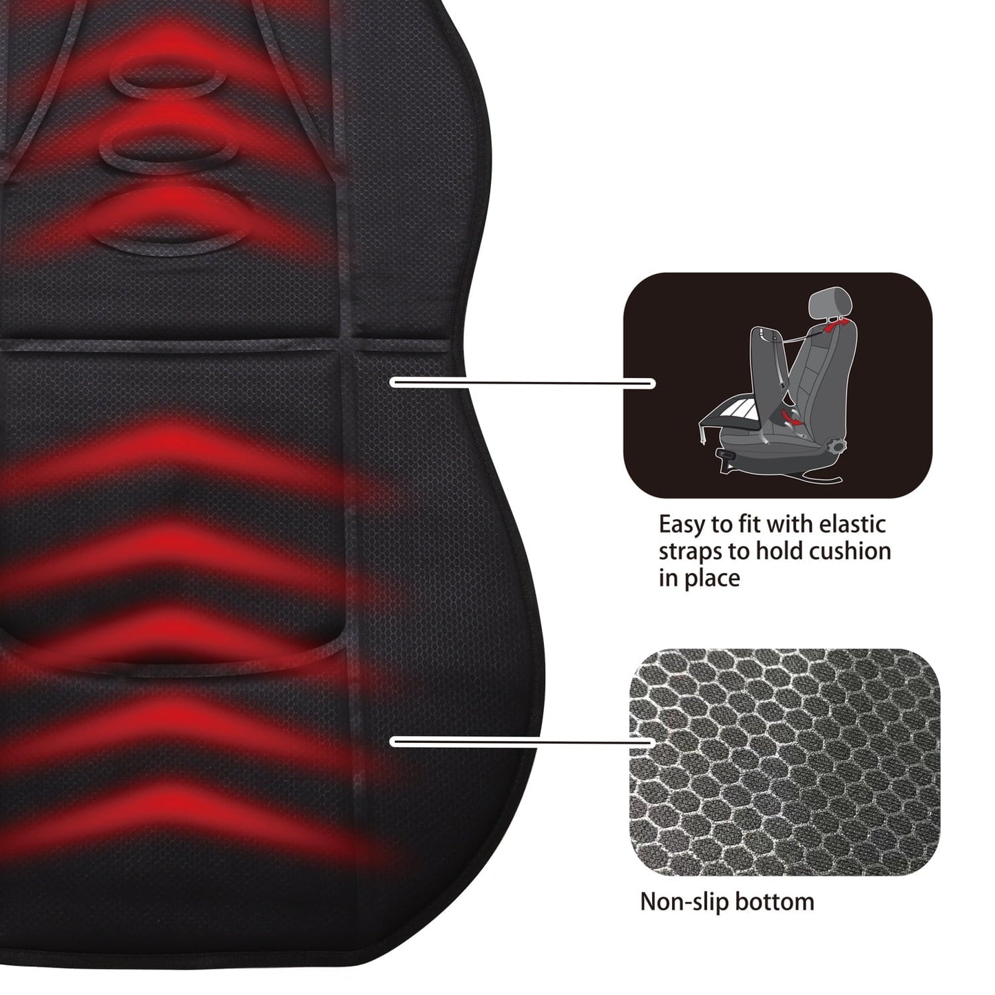 Versatile AutoDrive 12-Volt Heated Seat Cushion, Auto Shut-off Assembled Product: 39 in H x 19 in W x 1 in D