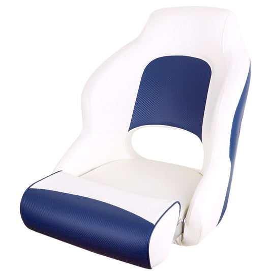 Versatile MSC Captain Seat, Sports Seats, Bucket Seats, with Flip up Seat Bolster, White/Blue