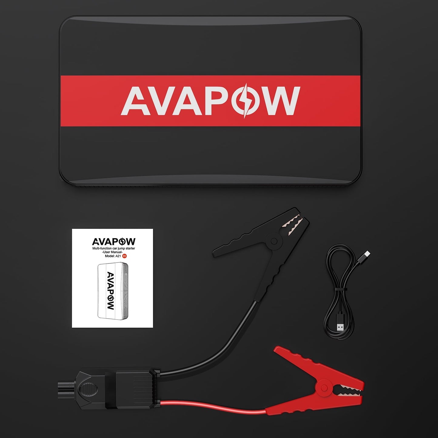 Versatile AVAPOW Car Jump Starter - 1000A Peak 12V Battery Jump Starter (up to 7.0L Gas) Booster Pack - Power Bank with Built-in LED Light